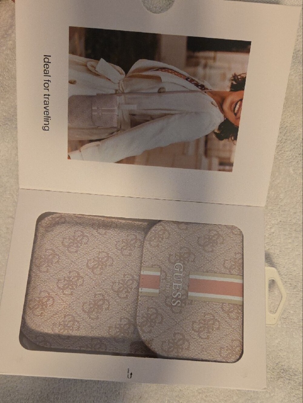 GUESS Pink Patterned Universal Phone Pouch with Strap and Card Slot - Picture 2 of 6
